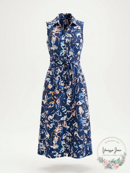 Nic + Zoe Indigo Leaves Shirtdress, Size Medium