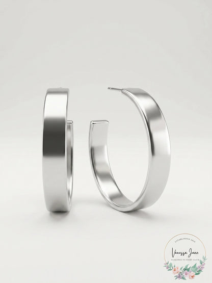 Alfani Silver-Tone Medium Wide Open Hoop Earrings