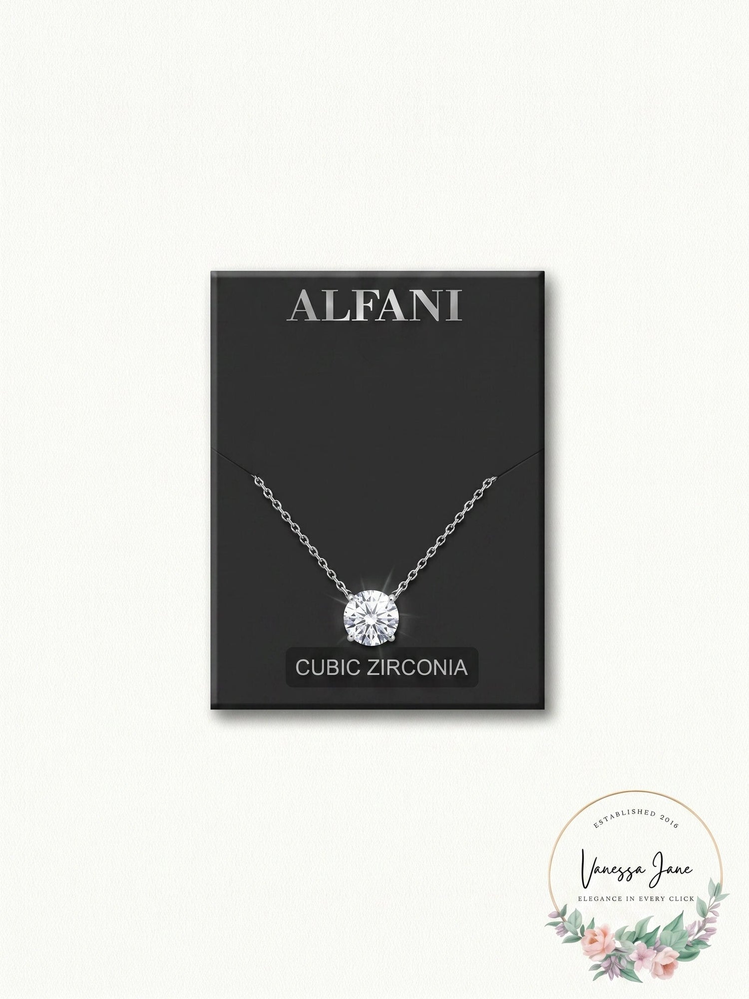Alfani Silver-Tone Cubic Zirconia Pendant Necklace