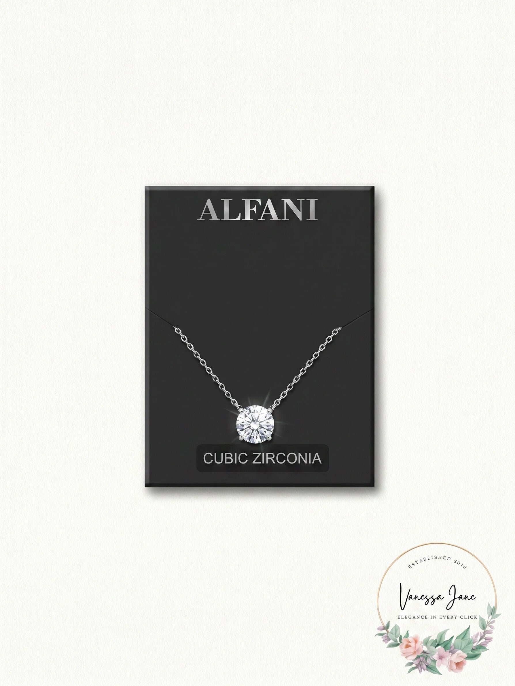 Alfani Silver-Tone Cubic Zirconia Pendant Necklace