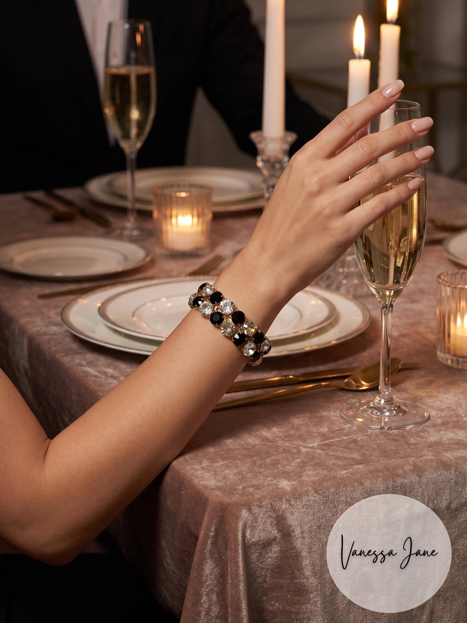International Concepts Gold-Tone Multi-Stone Stretch Bracelet