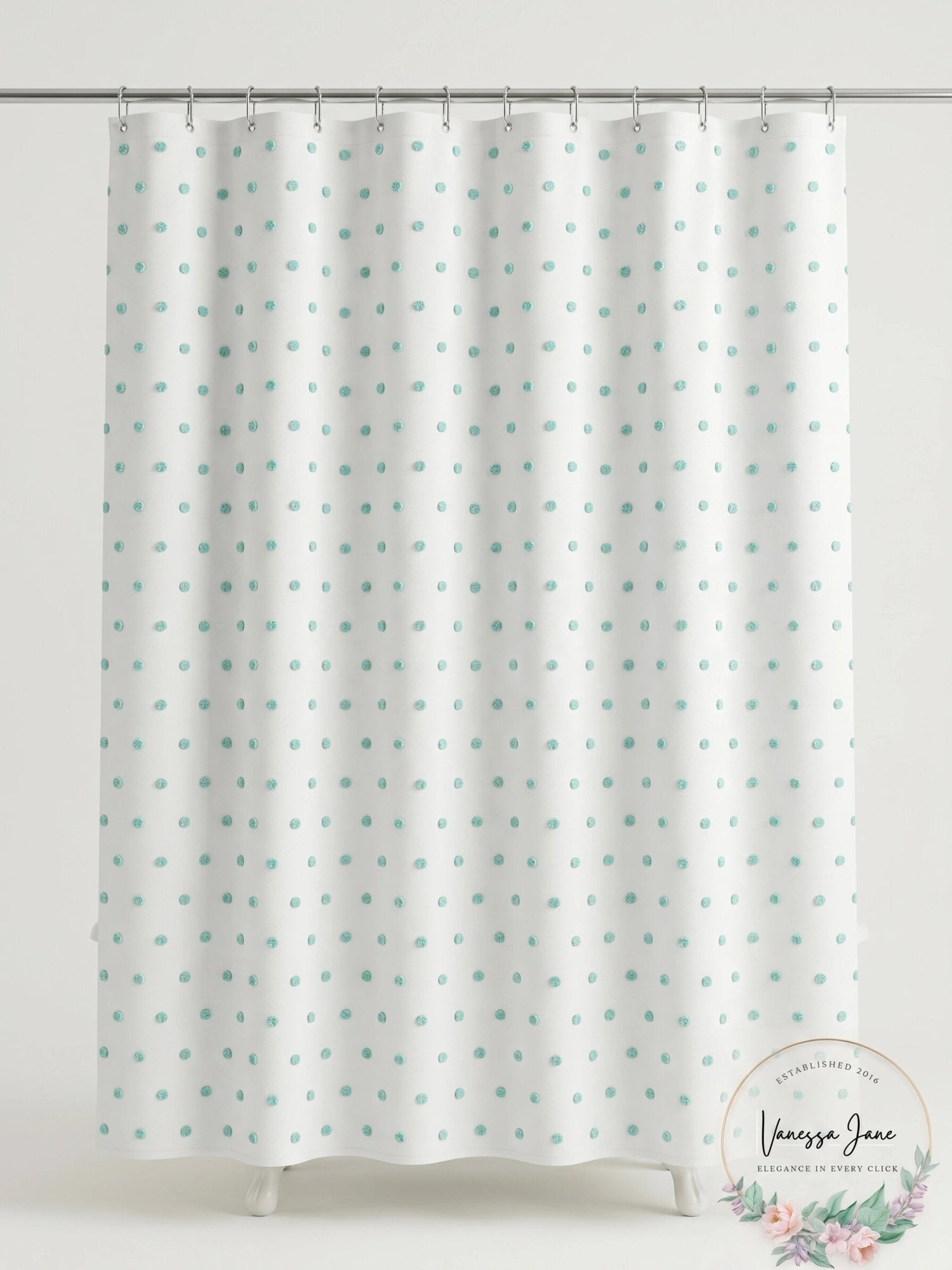 Saturday Knight Neutral Nuances Colorful Dots Shower Curtain, One Size, Blue