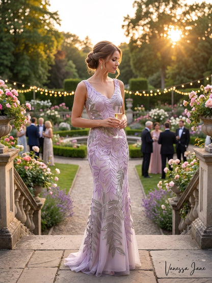 Js Collection Ribbon Soutache Floral Leaf Bodycon Mermaid Gown
