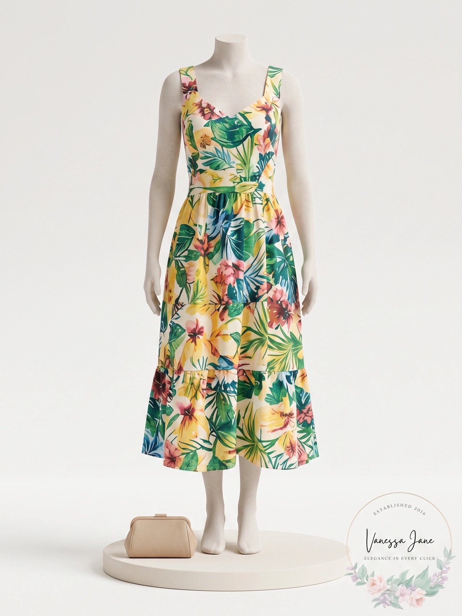 Donna Ricco Printed Sweetheart-Neck Dress, Size 10