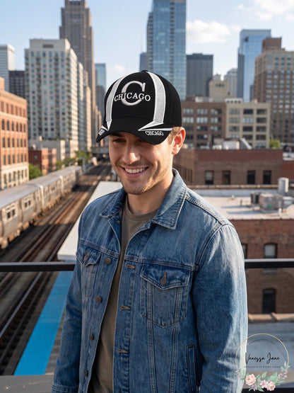 Parquet Chicago Black 3D Embroidered Baseball Cap, Hat