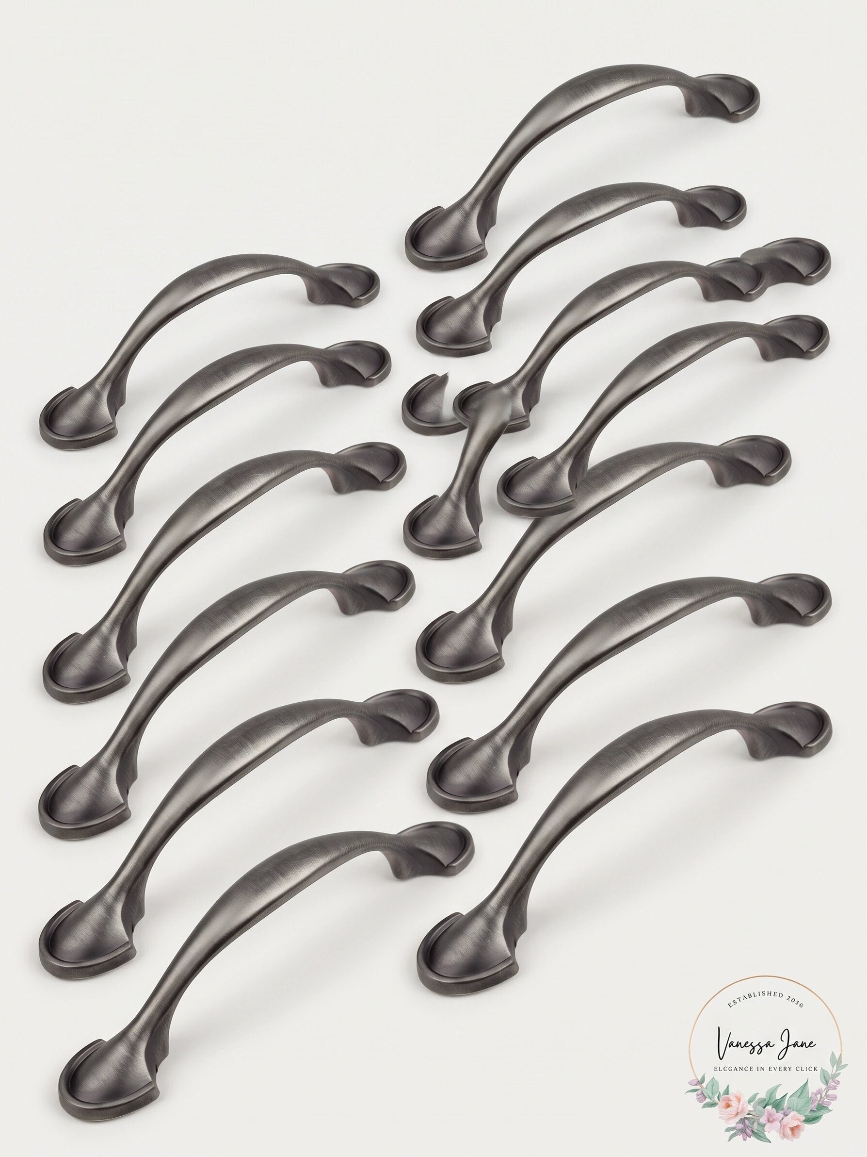 GlideRite  Hardware Type Hooks CC Arch Cabinet Pull, 3in Satin Pewter Lot of 19