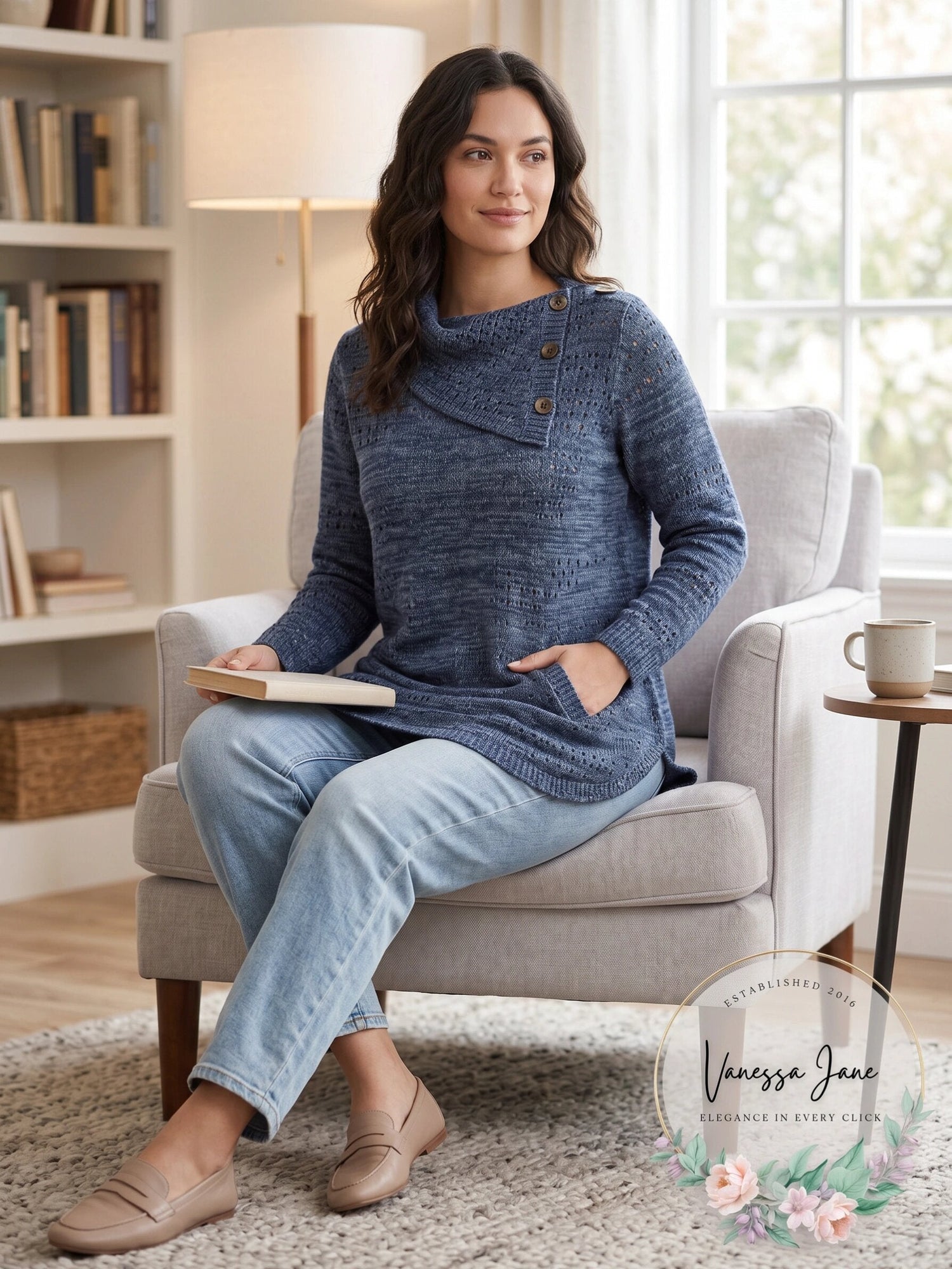 Style &amp; Co Envelope Collar Kangaroo Pocket Sweater