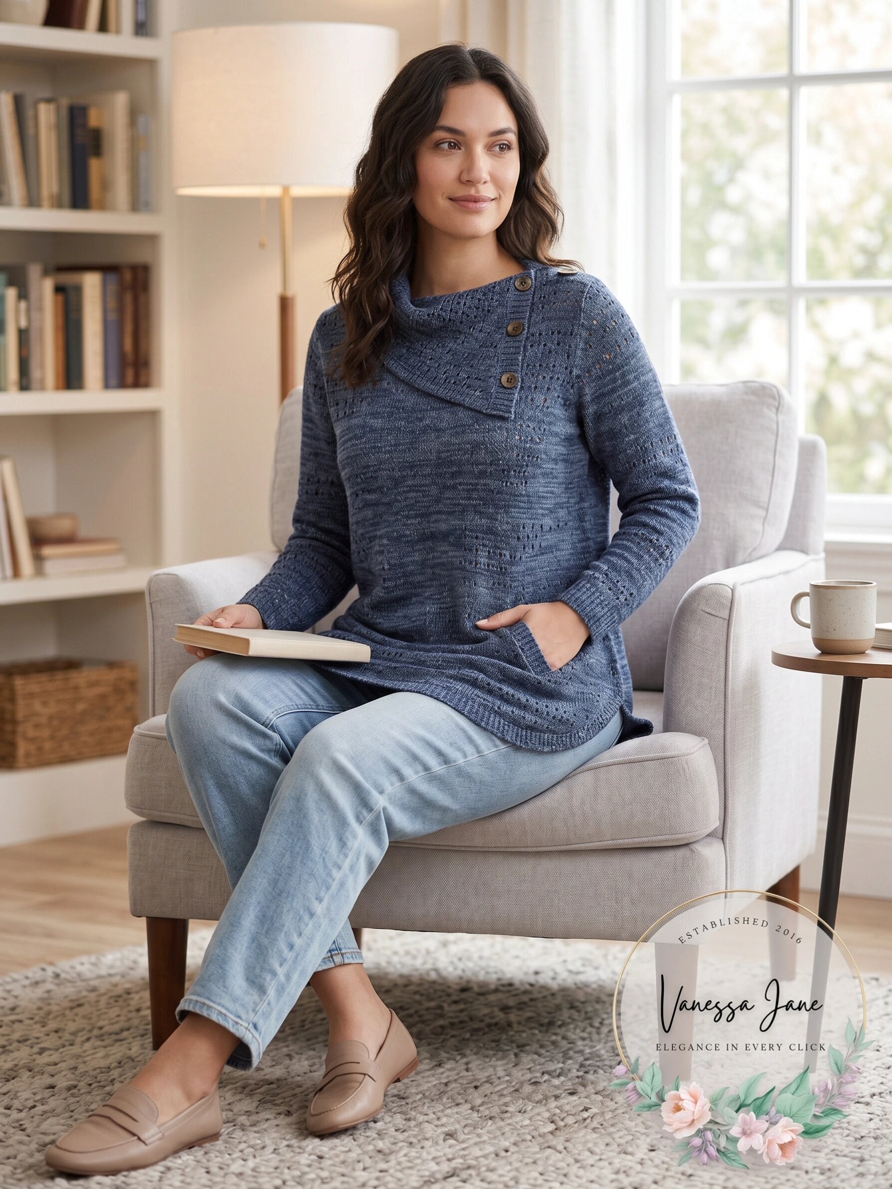 Style &amp; Co Envelope Collar Kangaroo Pocket Sweater