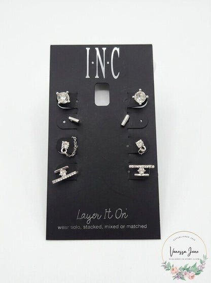 I.n.c. Silver-Tone 4-Pc. Set Crystal Stud Earrings