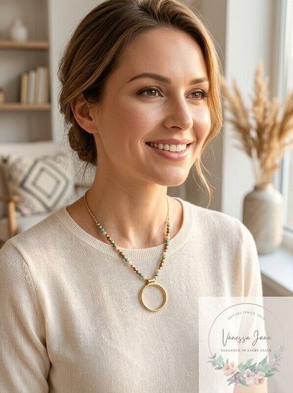 Style and Co Multi-Bead and Chain Round Circle Necklace