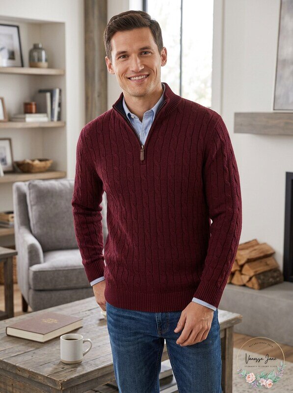 Club Room Mens Pima Cable Quarter-Zip Sweater