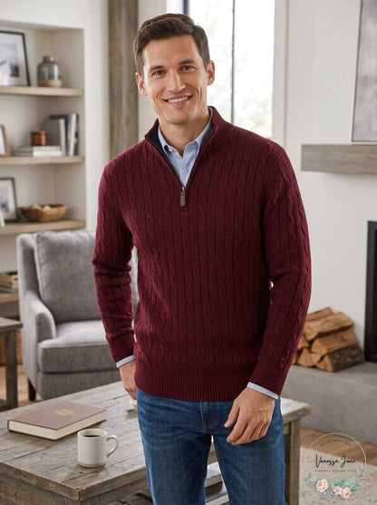 Club Room Mens Pima Cable Quarter-Zip Sweater