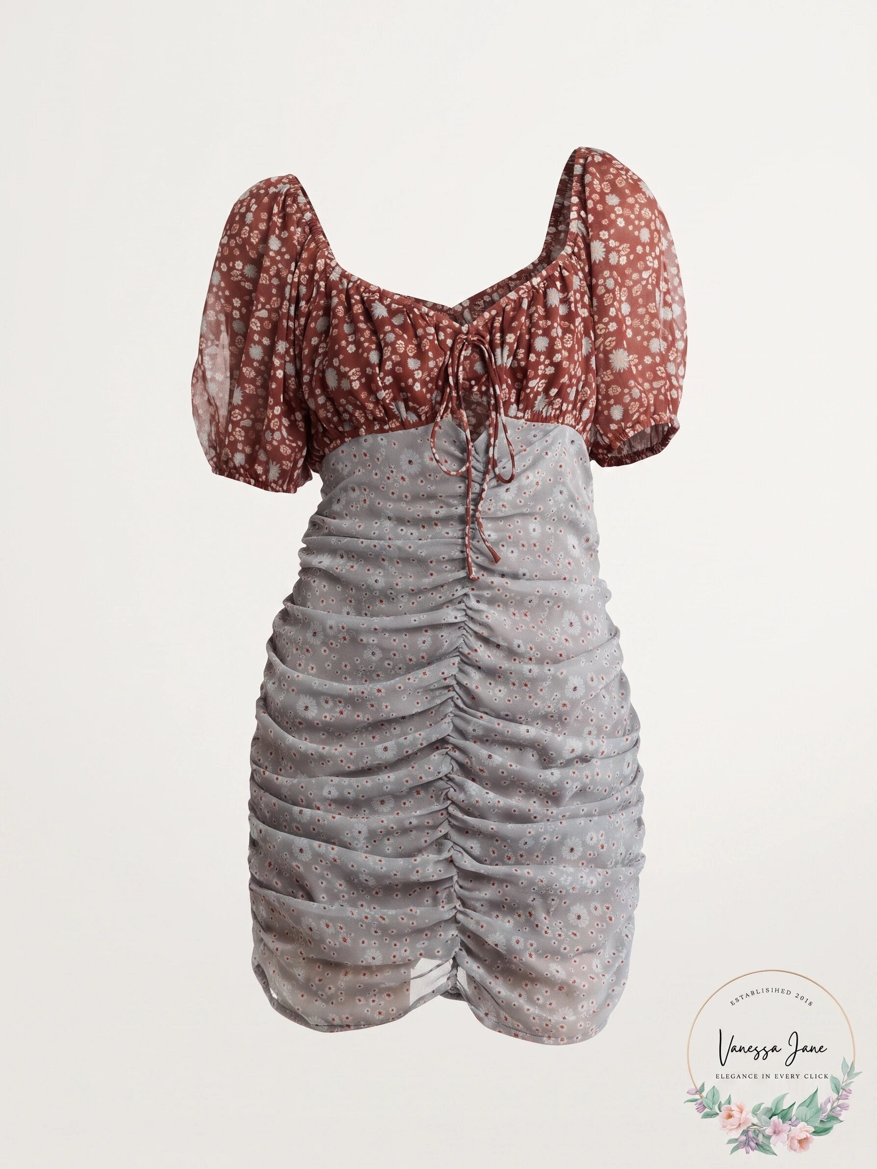 Free People Tessa Floral Print Ruched Dress, Size Medium