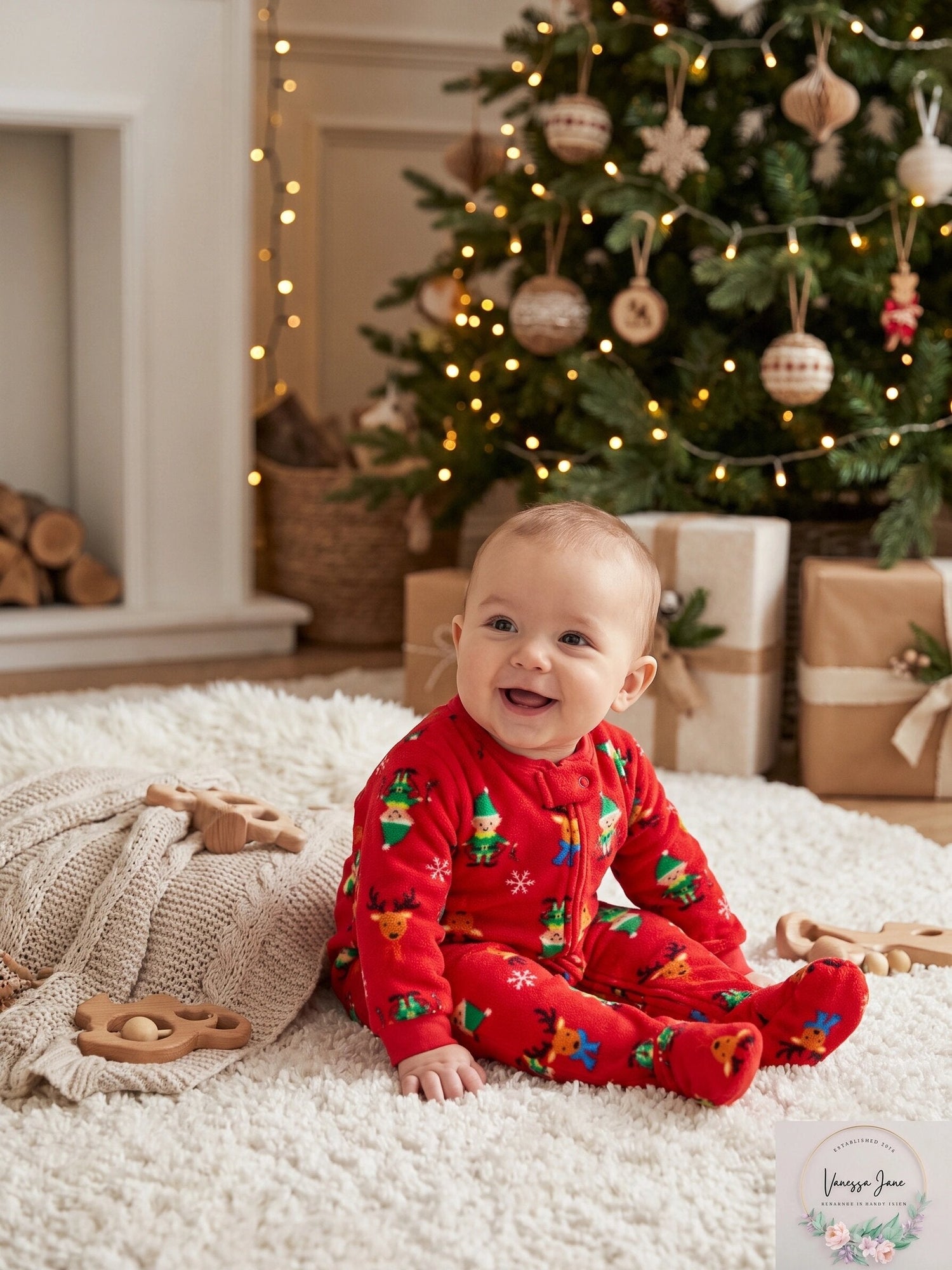 Matching Family Pajamas Infants Elf Footed Pajamas, Size 12Months