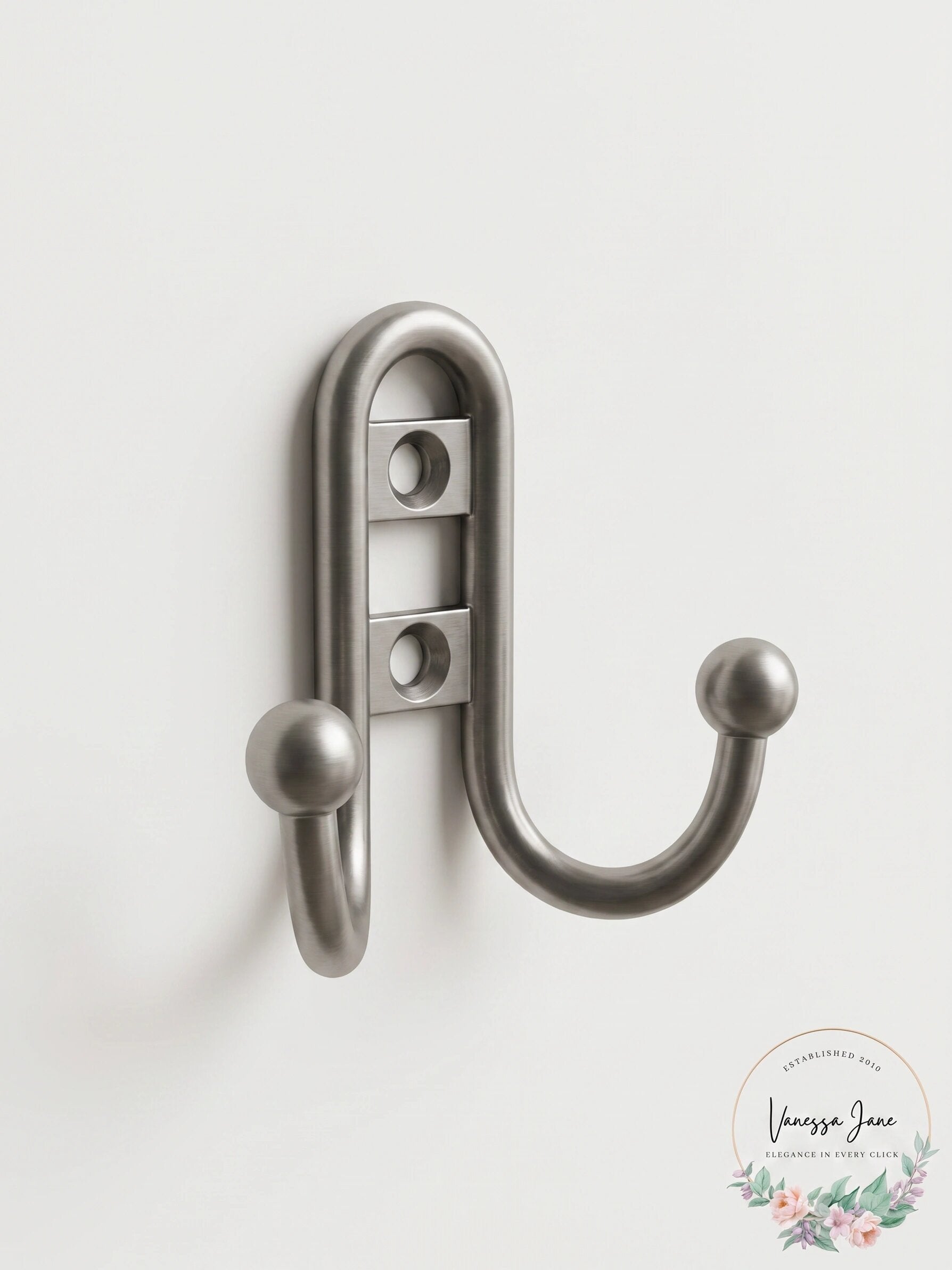 Franklin Brass Wall Mounted Decorative Double Robe Hook Metal in Gray, Size 4.25
