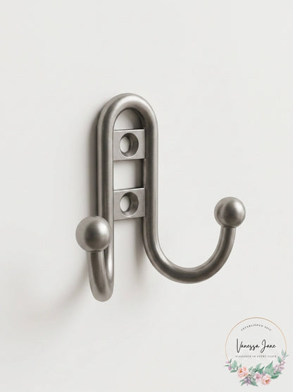 Franklin Brass Wall Mounted Decorative Double Robe Hook Metal in Gray, Size 4.25