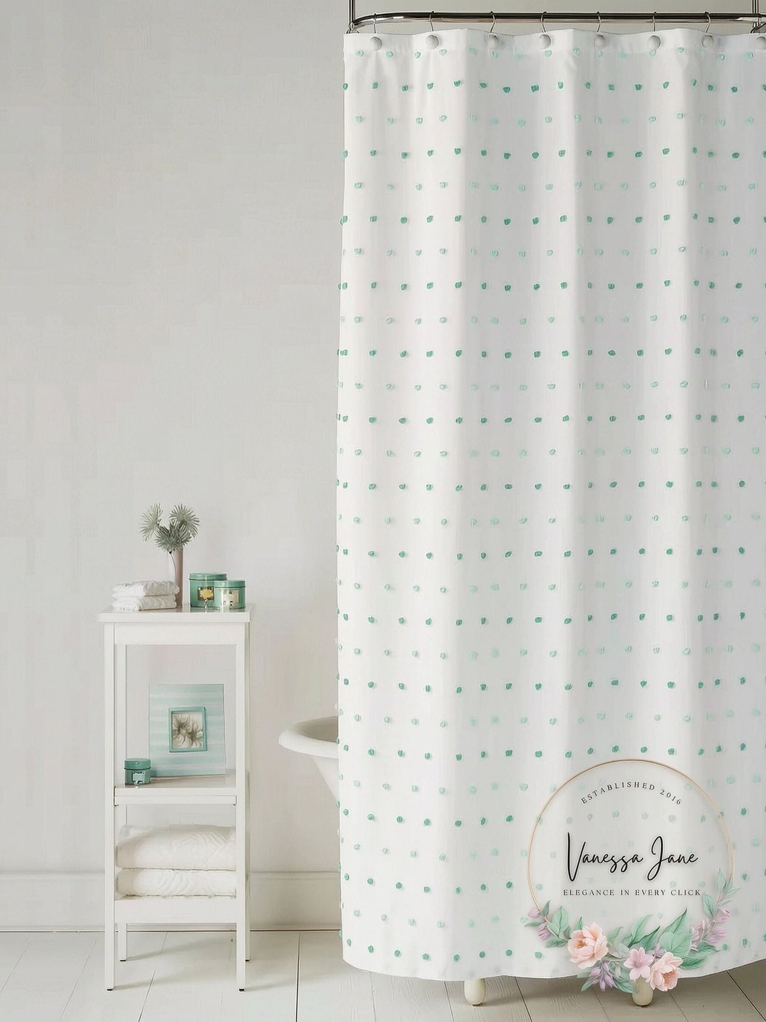 Saturday Knight Neutral Nuances Colorful Dots Shower Curtain, One Size, Blue