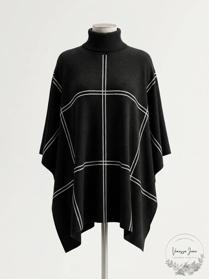 Alfani Grid-Print Turtleneck Sweater
