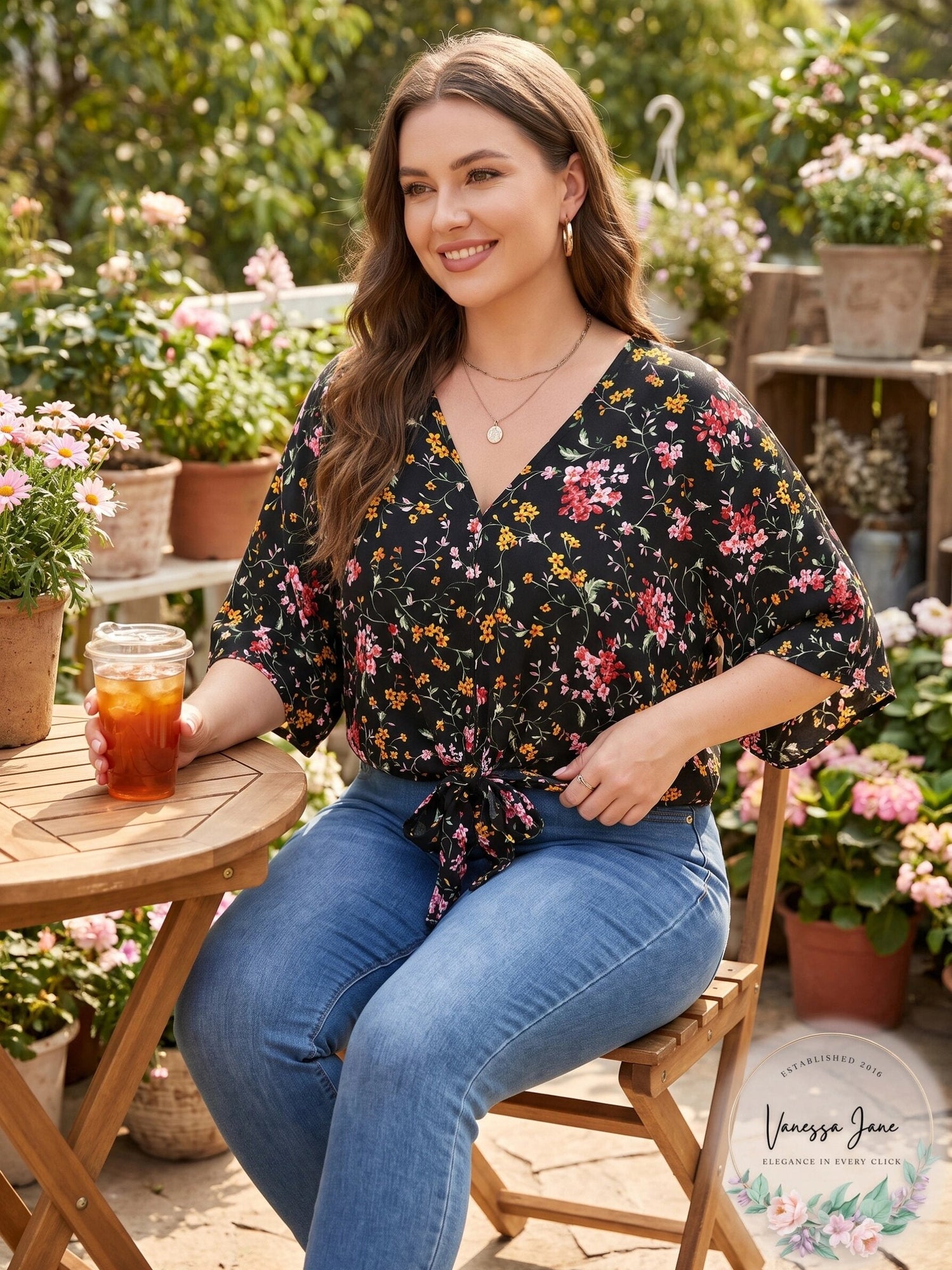 Polly &amp; Esther Juniors Oversized Tie-Front Blouse