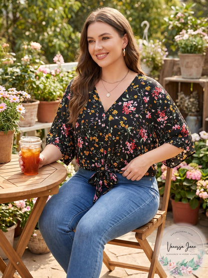 Polly &amp; Esther Juniors Oversized Tie-Front Blouse