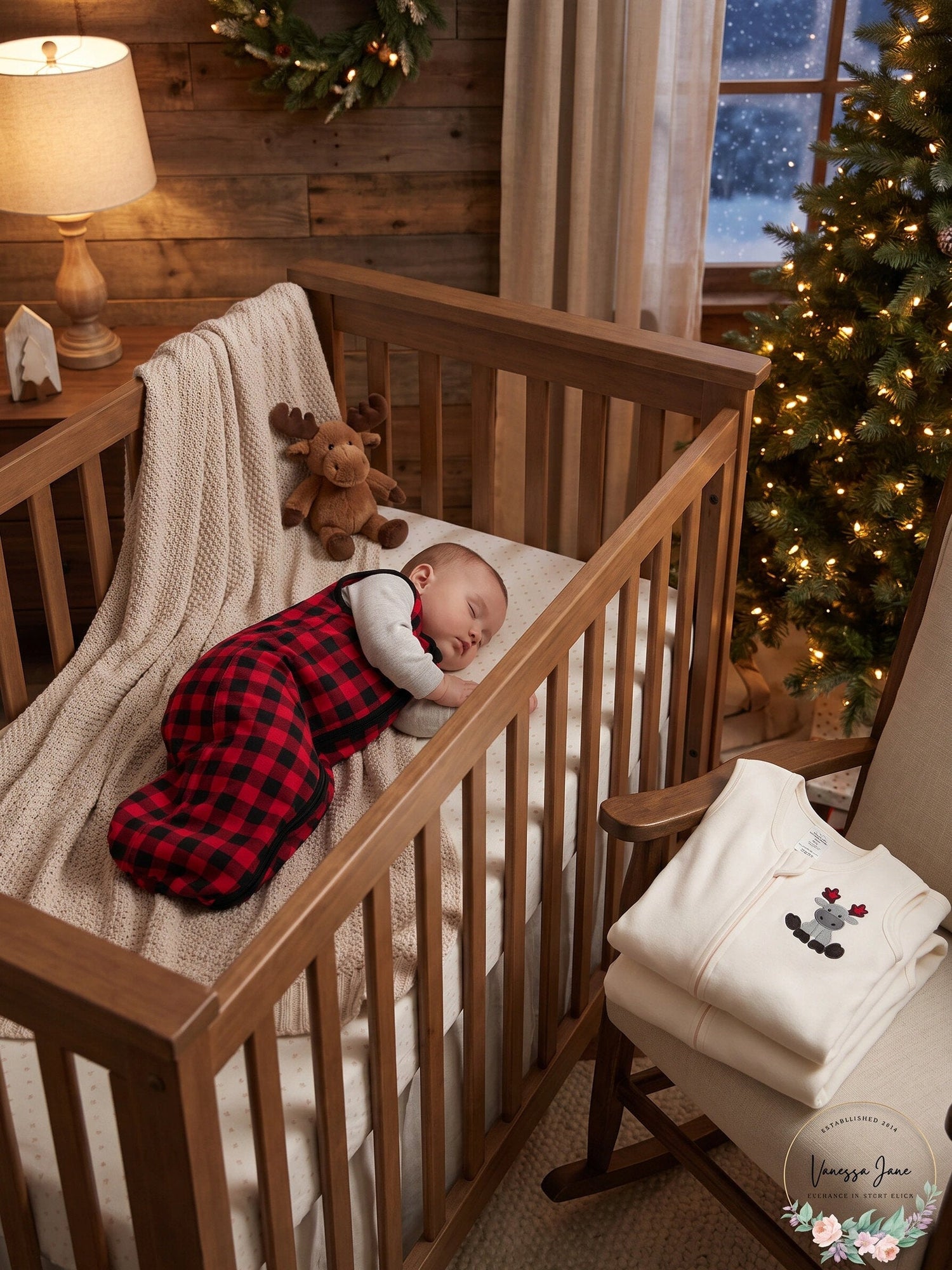 The Peanutshell Baby Sleep Sacks, Wearable Blankets Red Buffalo 0-6 Months