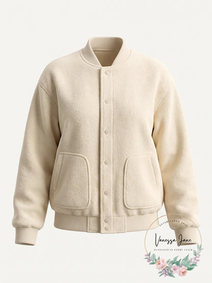 Mango Womens Knitted Pockets Bomber Jacket - Ecru, Size XS