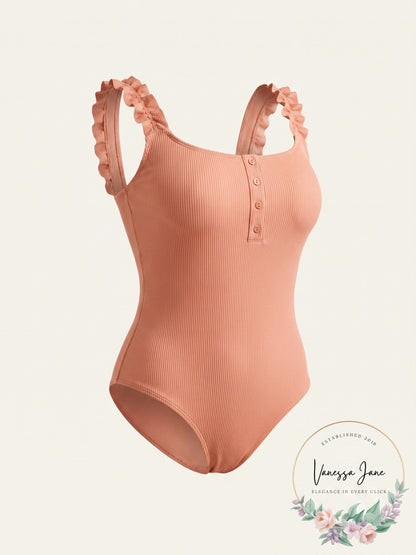Full Circle Trends Trendy Plus Size Ruffled Swimming Suit, Size 3X