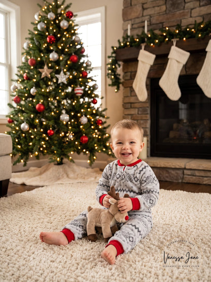 Family Pajamas Matching Winter Fairisle One-Piece Gray