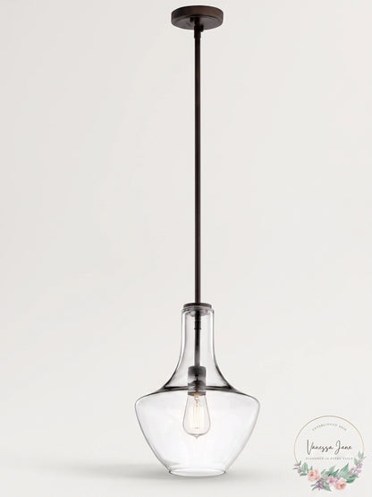KICHLER Everly 19.75 in. 1-Light Olde Bronze Transitional Shaded Pendant