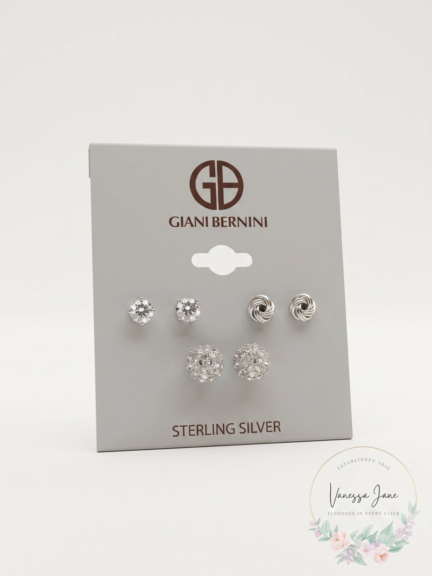 Giani Bernini Sterling Silver 3-Pc. Set Cubic Zirconia Stud  Earrings