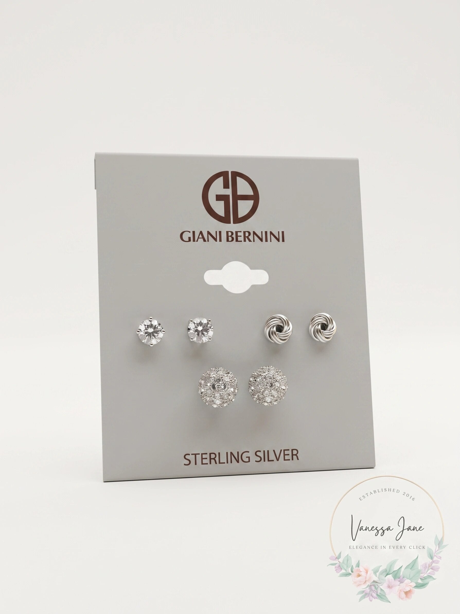 Giani Bernini Sterling Silver 3-Pc. Set Cubic Zirconia Stud  Earrings
