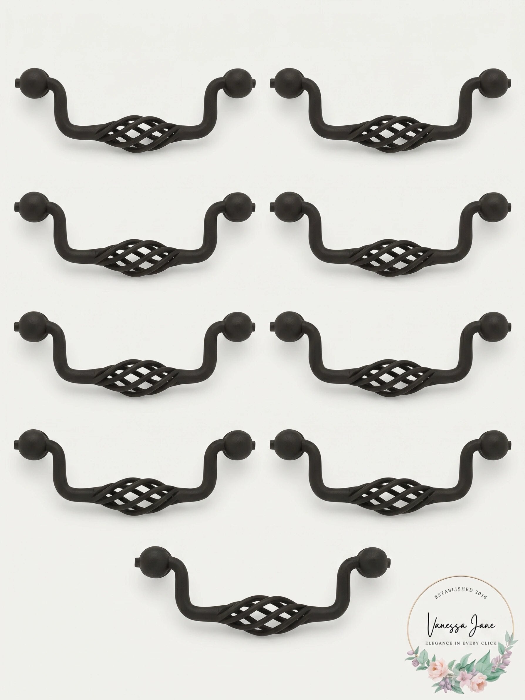 Lot of 7 Liberty Hardware PN0527 Forged Iron II 3-3/4 Inch Birdcage