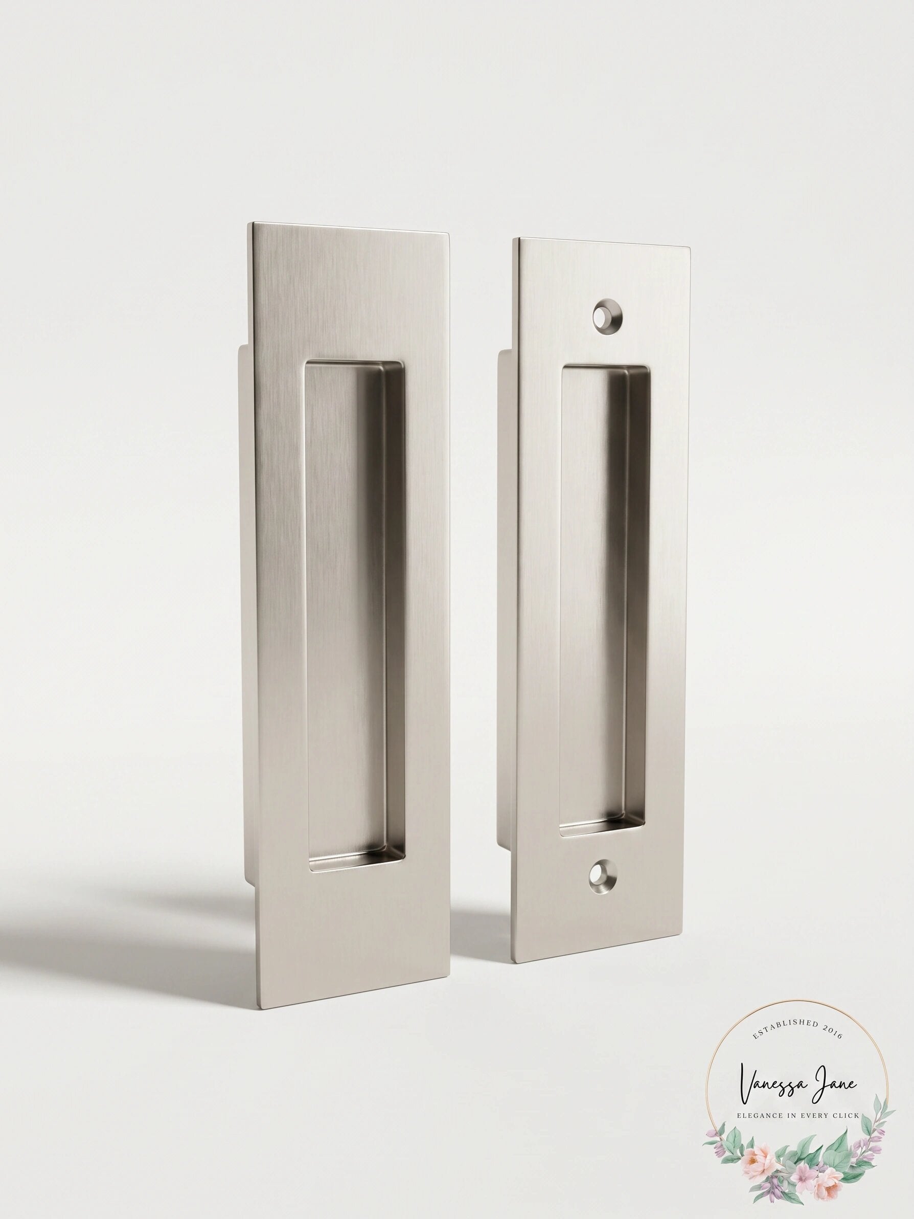 Emtek Dummy Narrow Modern Rectangular Pocket Door Handle Set