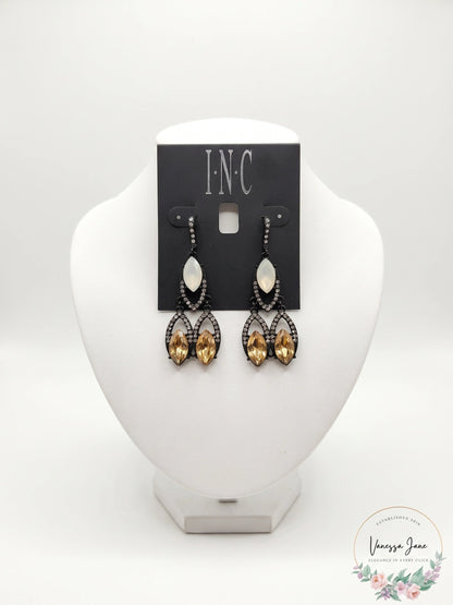 Inc Crystal and Stone Chandelier Earrings