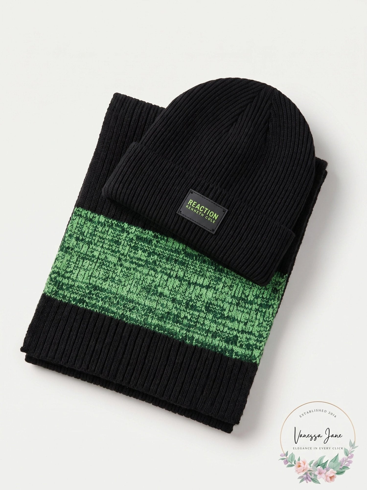 Kenneth Cole Reaction Men’s Neon Beanie and Scarf Set, OS