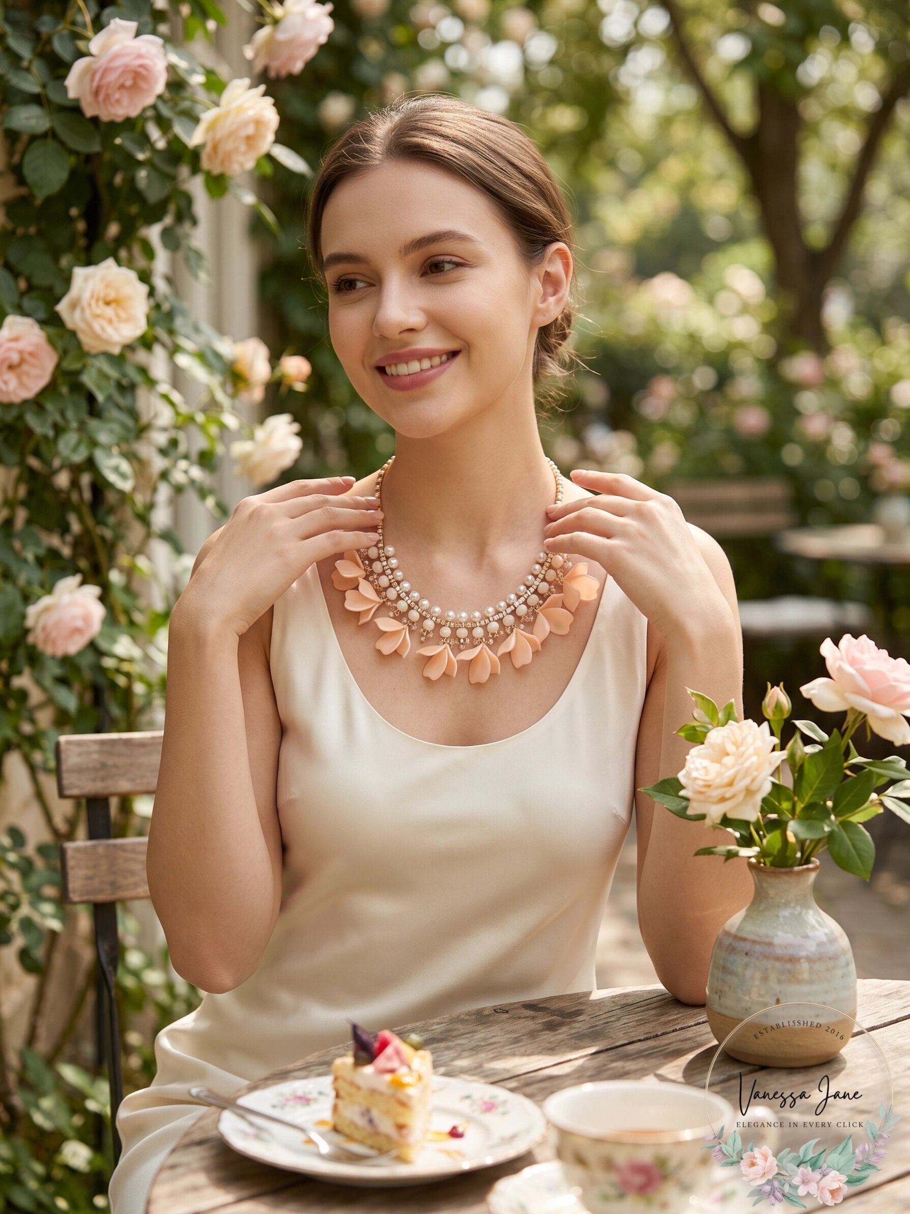 I.N.C. Gold-Tone Petal &amp; Imitation Pearl Statement Necklace