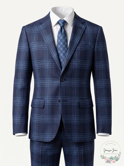 Tallia Mens Slim-Fit Plaid Linen Suit Jacket