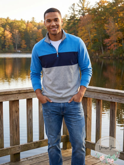 Club Room Mens Colorblocked 1/4-Zip Fleece Sweatshirt