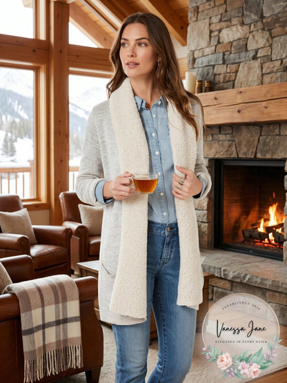 Style &amp; Co Womens Fleece-Collar Open Cardigan