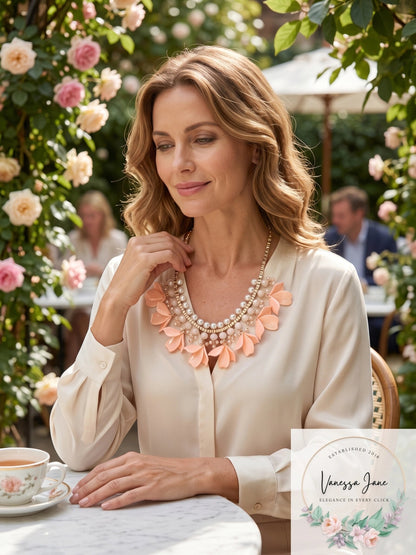 I.N.C. Gold-Tone Petal &amp; Imitation Pearl Statement Necklace