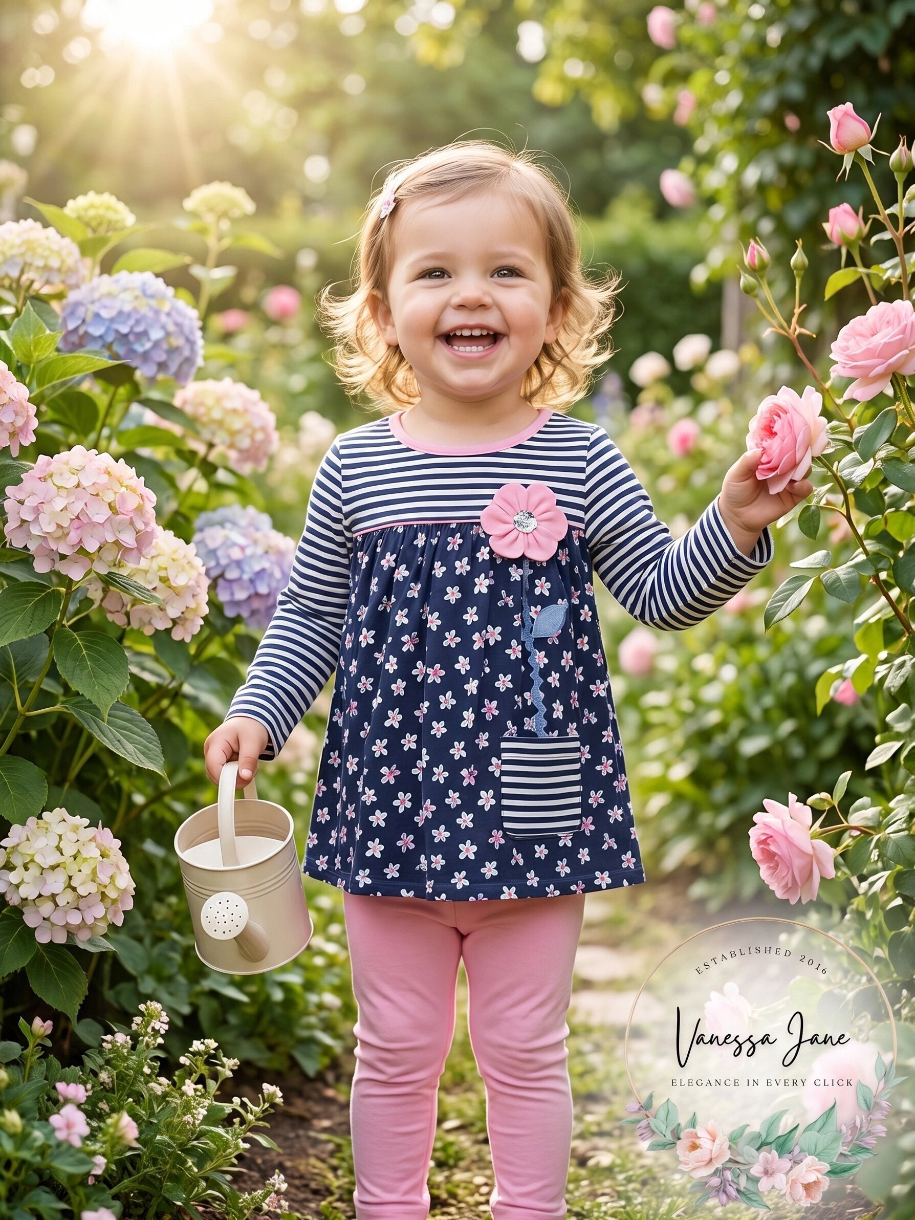 Kids Headquarters Baby Girls 2-Pc. Striped Floral-Print Top &amp; Leggings Set