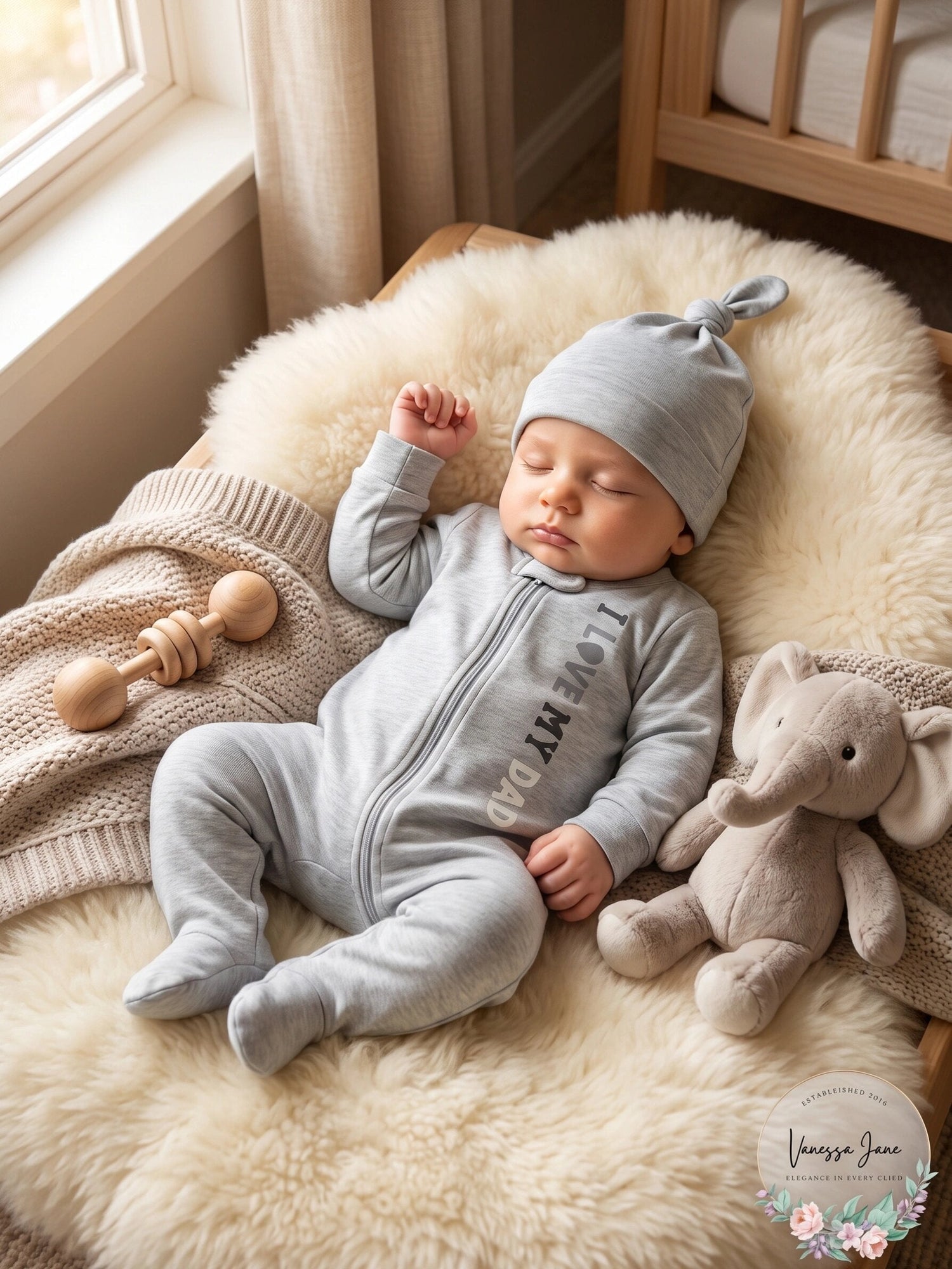 Chickpea Baby Boys I Love My Dad 2-Piece Coverall Set – Gray, Size 3/6 Months