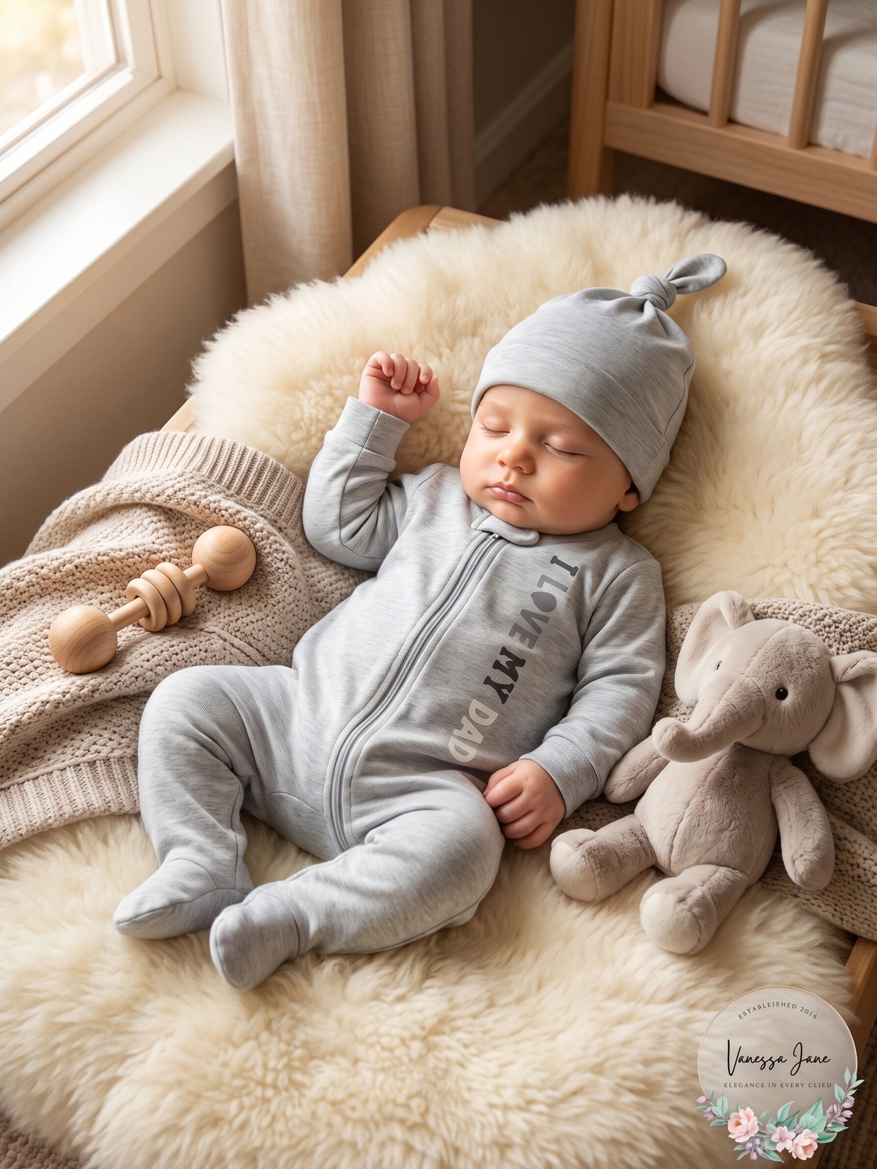 Chickpea Baby Boys I Love My Dad 2-Piece Coverall Set – Gray, Size 3/6 Months