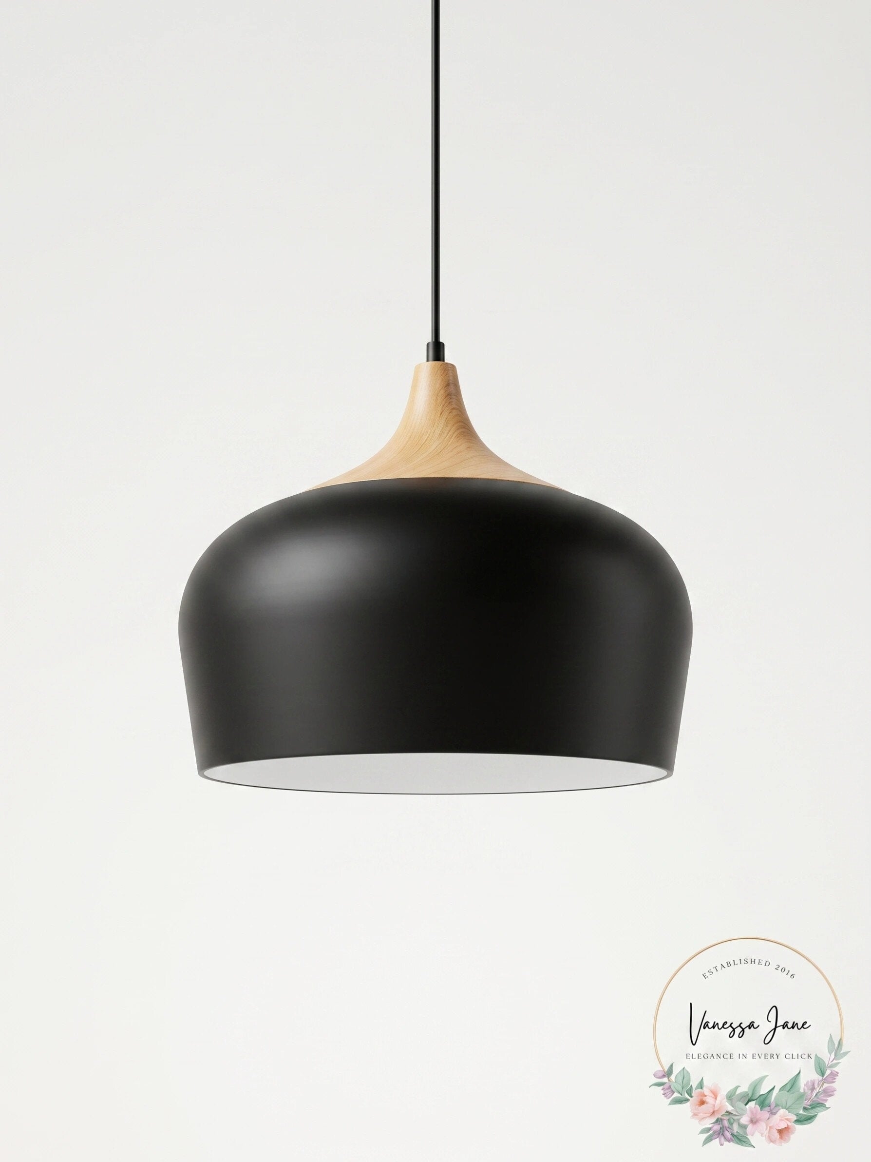 Living District Nora 1 Light 12 inch Natural Wood Pendant Light