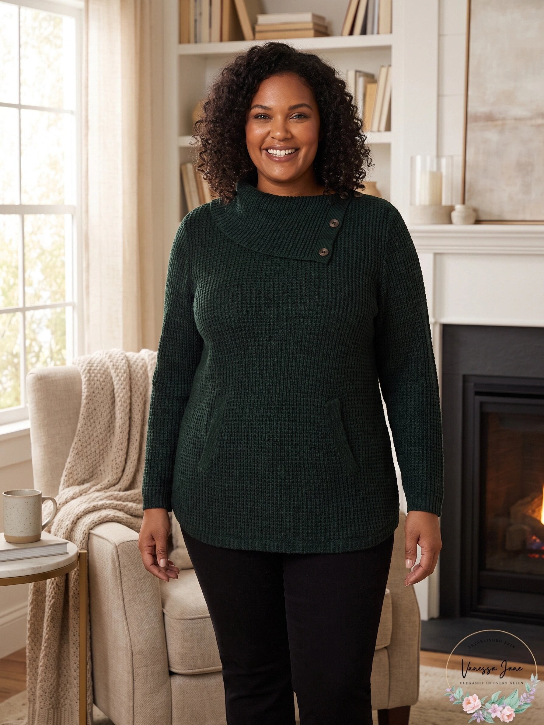 Style &amp; Co. Womens Marled Envelope Neck Pullover Sweater