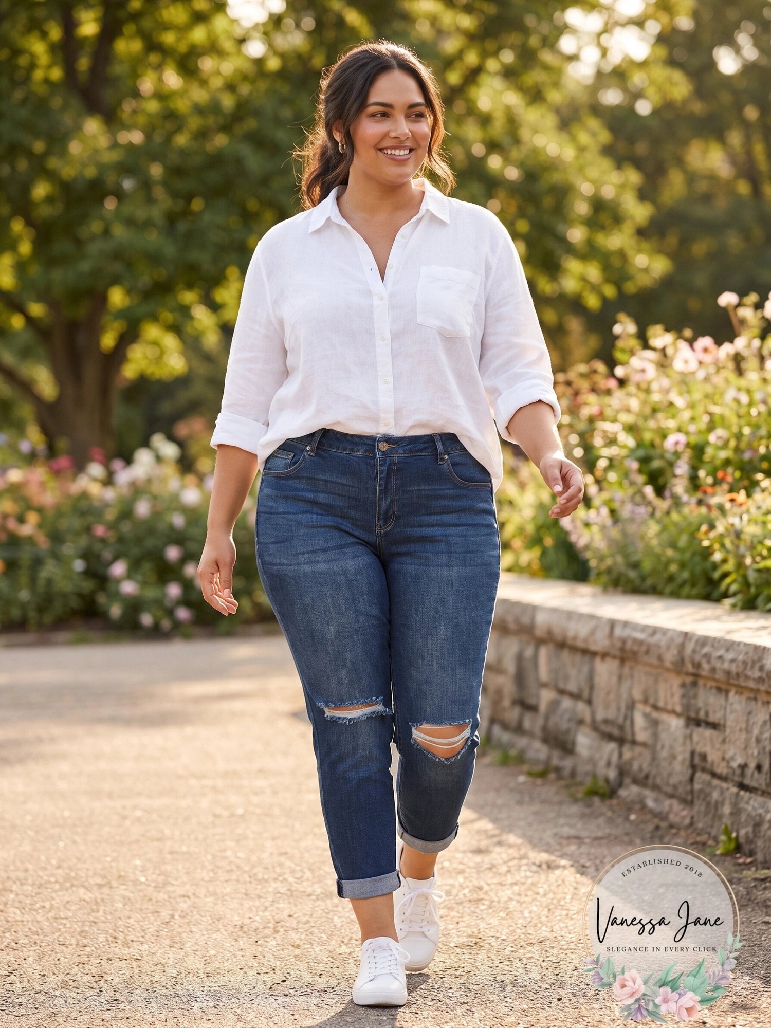 Celebrity Pink Trendy Plus Size Ripped Girlfriend-Fit Jeans, Size 22