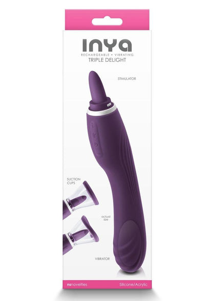 Inya Triple Delight Rechargeable Silicone Vibrator with Suction Cups