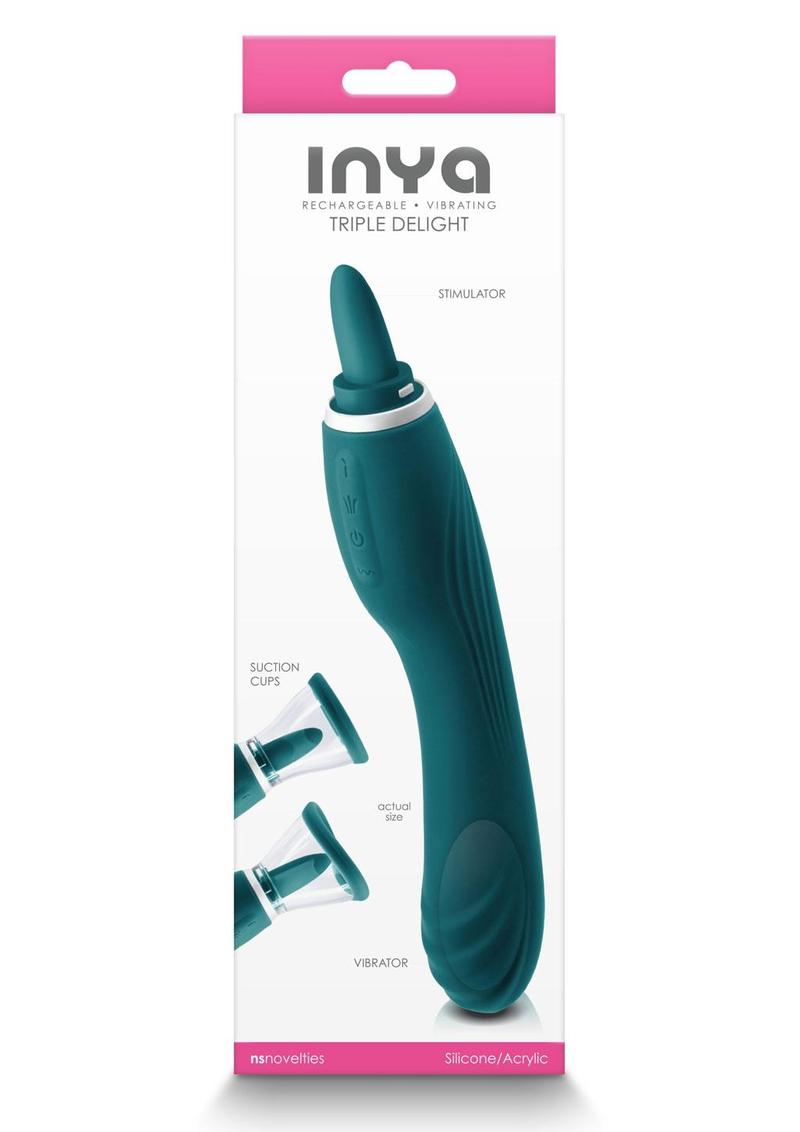 Inya Triple Delight Rechargeable Silicone Vibrator with Suction Cups