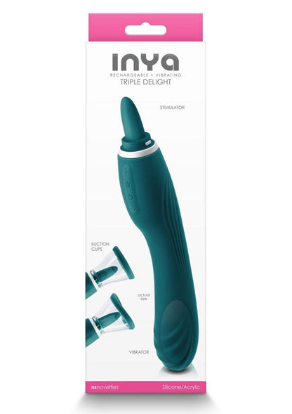 Inya Triple Delight Rechargeable Silicone Vibrator with Suction Cups