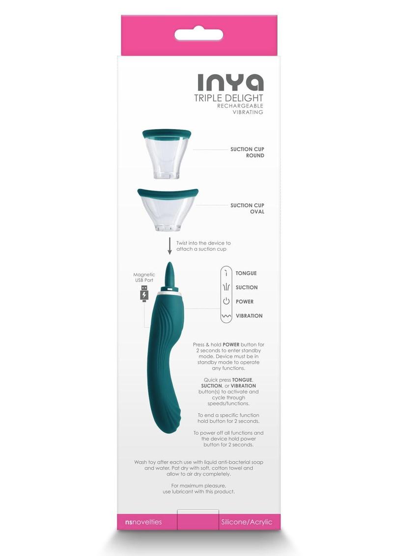 Inya Triple Delight Rechargeable Silicone Vibrator with Suction Cups